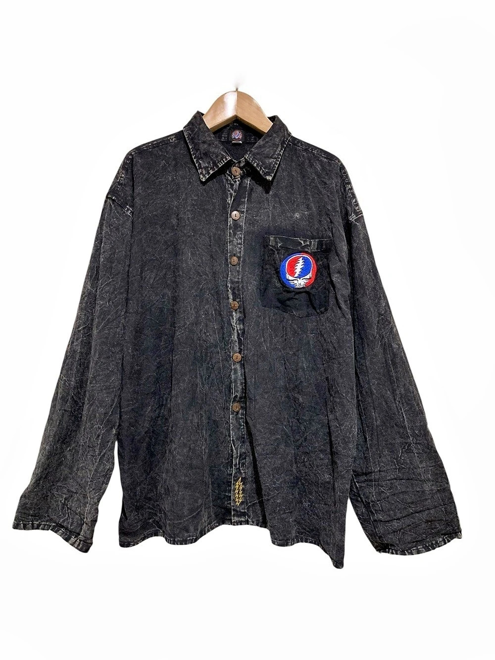 Vintage Grateful Dead "Steal Your Face" Acid-Wash Button Up Cotton Shirt XXL